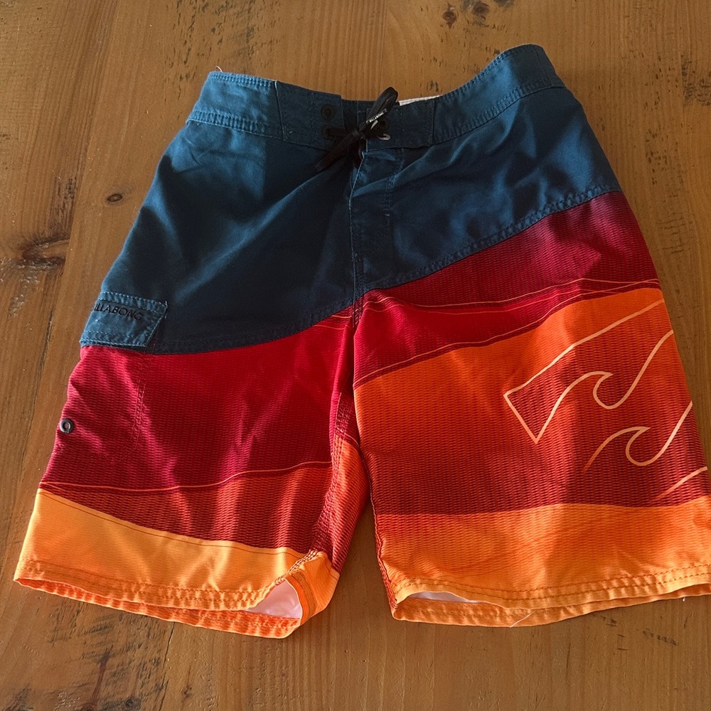 Billabong Red and Orange Swim Board Shorts